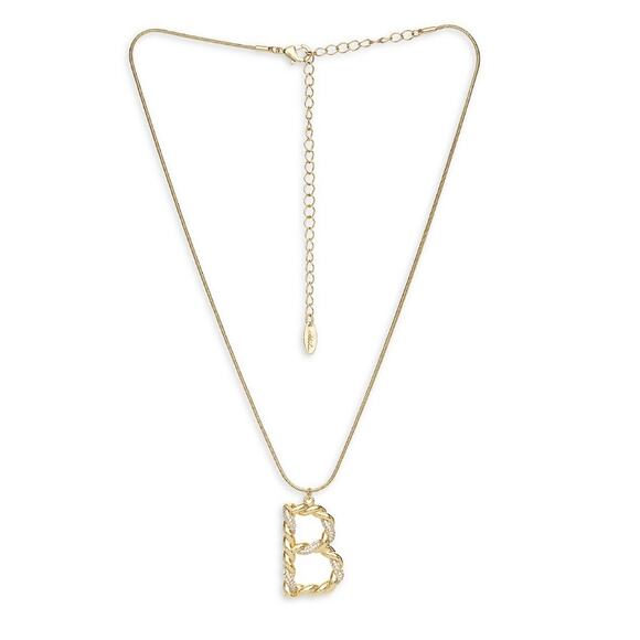 NEW ETTIKA ANTHROPOLOGY 18K Goldplated Twisted Crystal Initial Necklace B - Picture 1 of 5